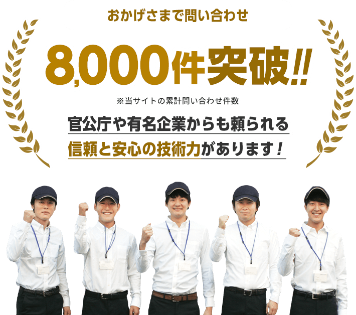 おかげさまで問い合わせ8000件突破